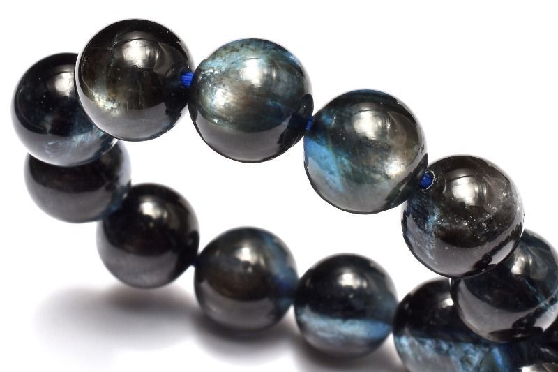 【１点物】シックな輝き ブラックスターアクアマリン　8.5mm　ブレスレット パワーストーン 天然石 _MD3092