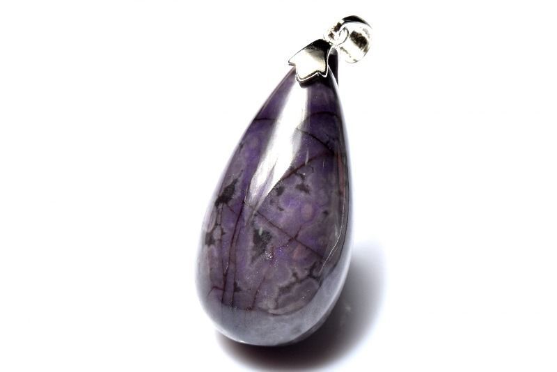 【１点物】AAAAA☆高発色パープル シルバー925 スギライト(杉石)　29x14mm　ドロップ ペンダントトップ パワーストーン 天然石 _PD3668