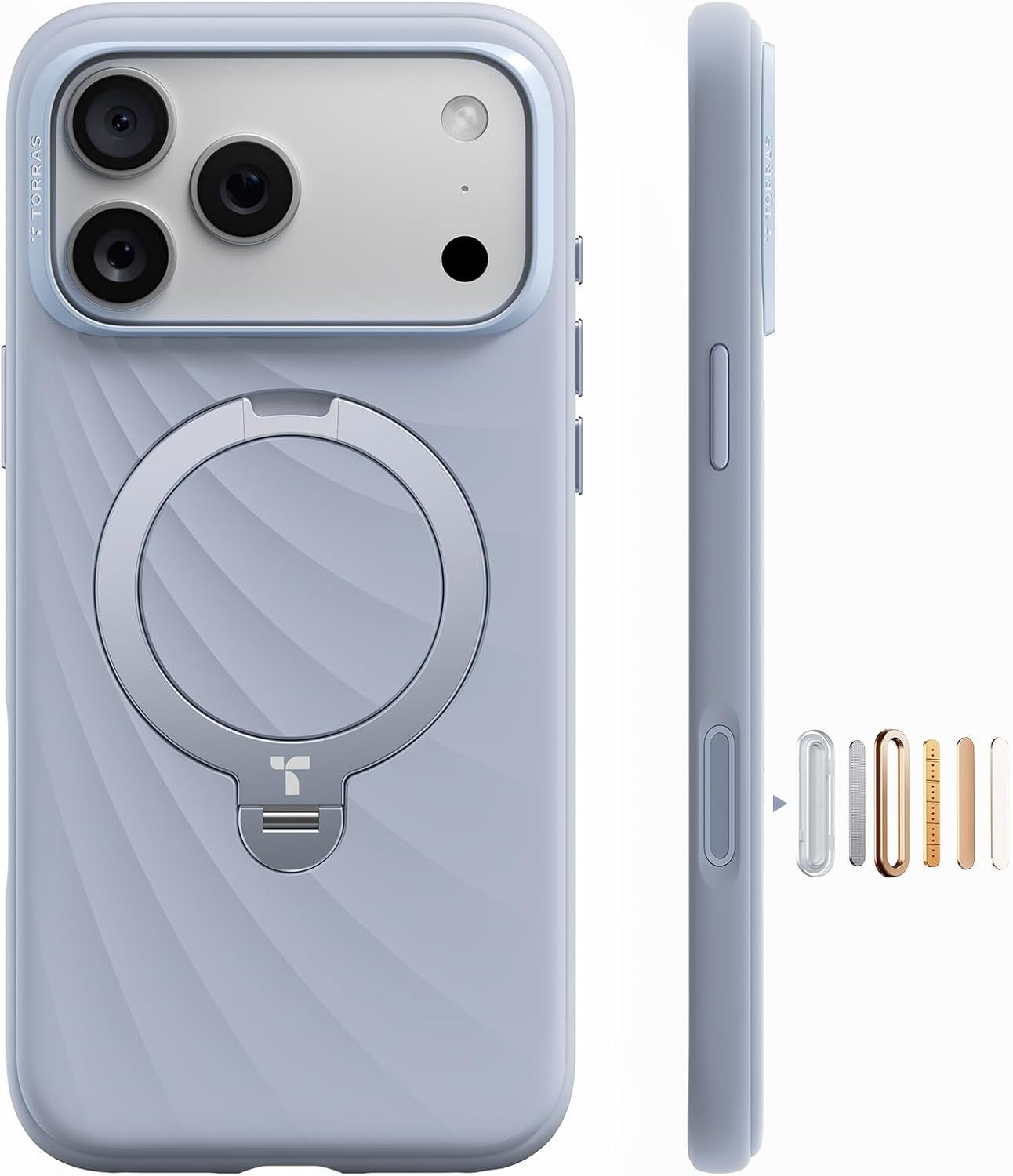 【新型シリコーン・柔らかく快適な手触り】TORRAS iPhone 17 Pro Max 用 ケース MagSafe対応 リング スタンド 360°定点回転 縦横両対応 マグネット搭載 カメラコントロ