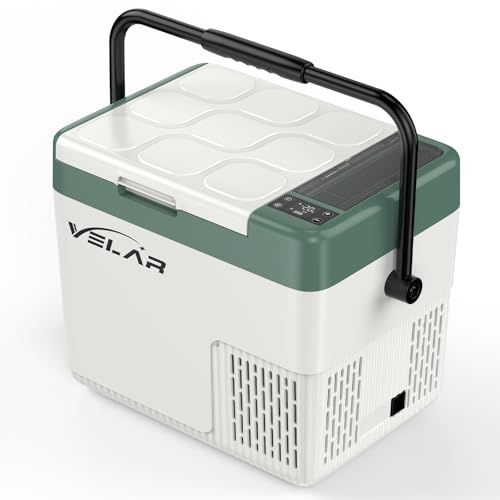 VELAR ポータブル冷蔵庫 18L 車載冷蔵庫 急速冷蔵冷凍 -20℃?20℃ 小型冷蔵庫 省スペース ハンドル付き バッテリー別売り 12V/24V車載用 アウトドア キャンプ 車中泊 (18L-バッテリー無し)