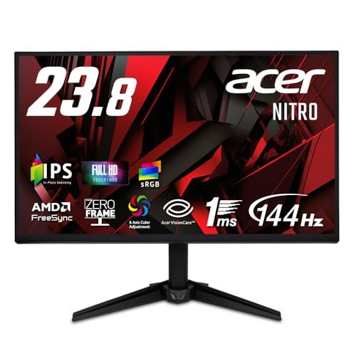 Acer 23.8インチ フルHD 144Hz 1ms(VRB) IPS 非光沢 sRGB 99% AMD FreeSync ブラックブースト VRB対応 ブルーライト低減 HDMI 1.4 DisplayPort v1.2 スピーカー・ヘッ e2f7f3b0