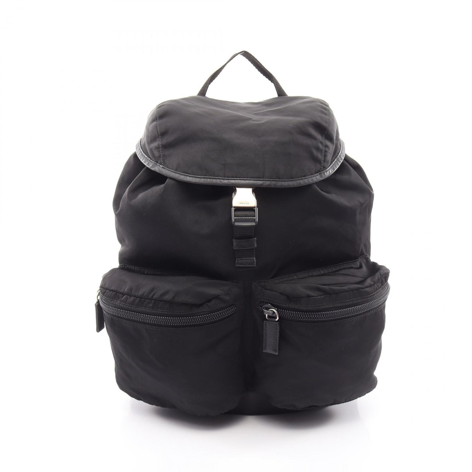 プラダ PRADA リュックサック バックパック VIAGGIO V164 ブラック ナイロン サフィアーノレザー トライアングルロゴ バックパック レディース Used B