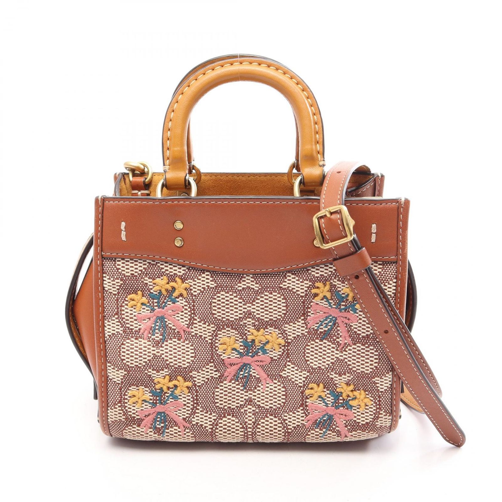 コーチ COACH ハンドバッグ ローグ17 2WAY ブラウン キャンバス レザー ローグ17 2wayショルダー レディース Used B 11,620円
