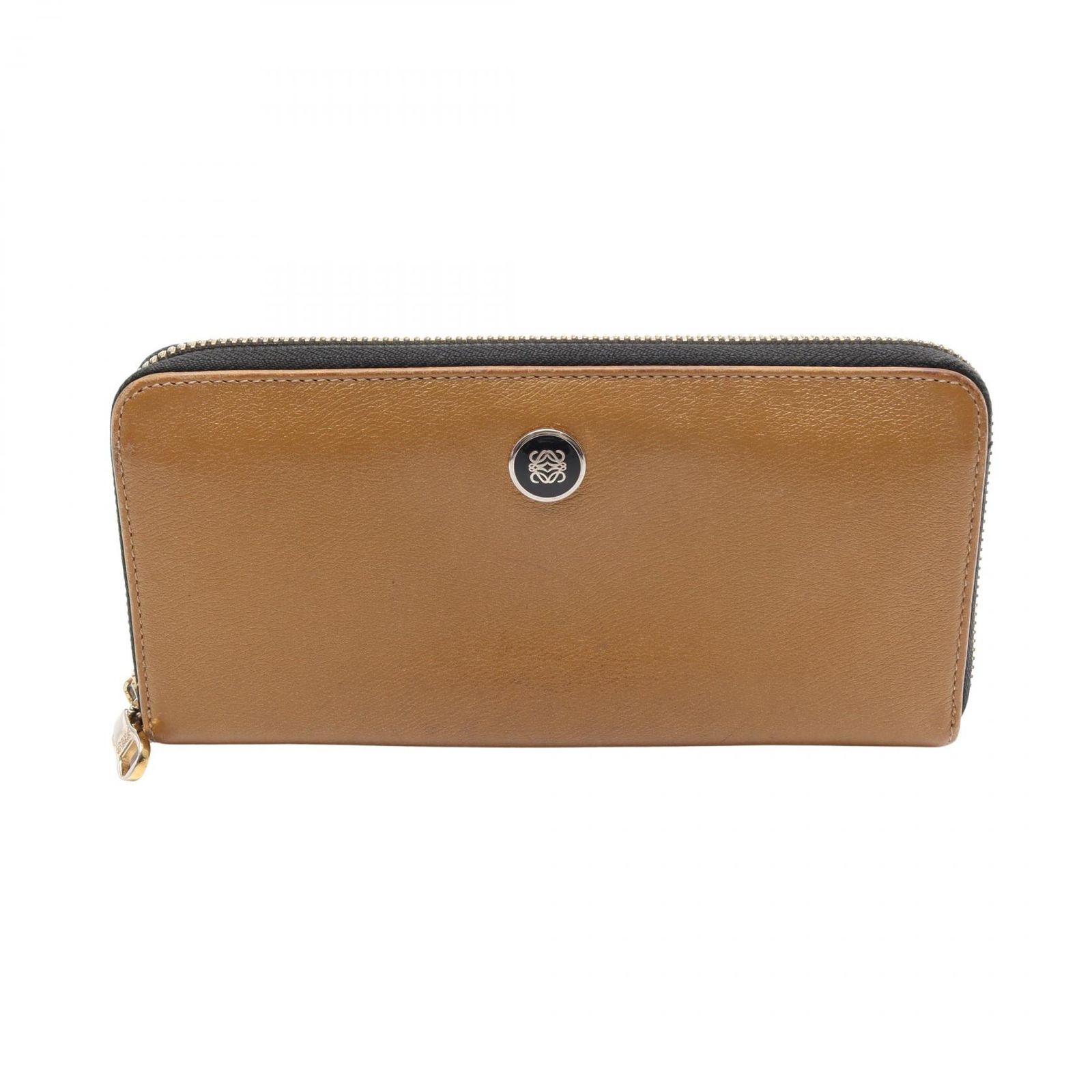 ロエベ LOEWE ラウンド長財布 ブラウン レザー ラウンド長財布 レディース Used B