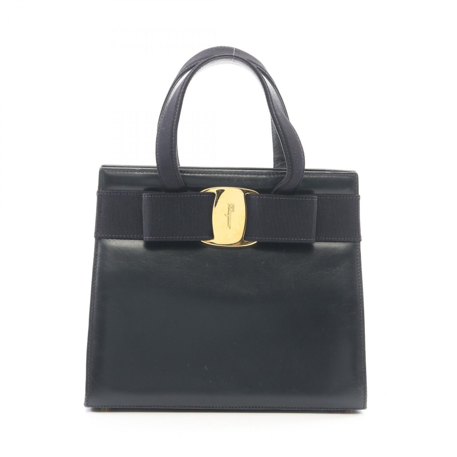 サルヴァトーレフェラガモ Salvatore Ferragamo ハンドバッグ ヴァラリボン 21 4178 ネイビー レザー ヴァラリボン ハンドバッグ レディース Used B