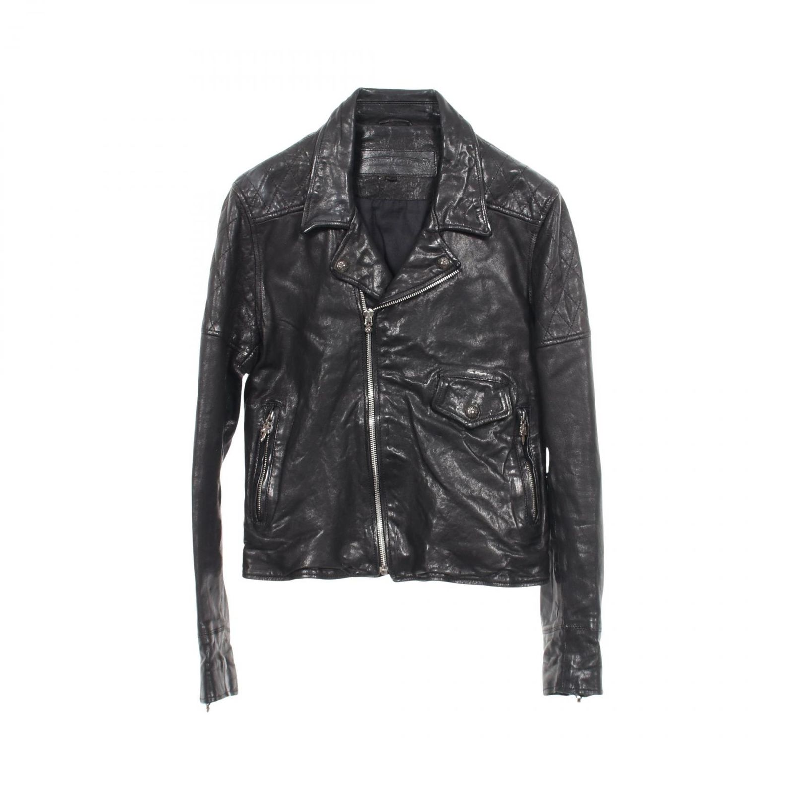 クロムハーツ CHROME HEARTS ライダースジャケット キッズ クリティンレザー ダブル ブラック その他 キッズ ライダースジャケット メンズ Used B
