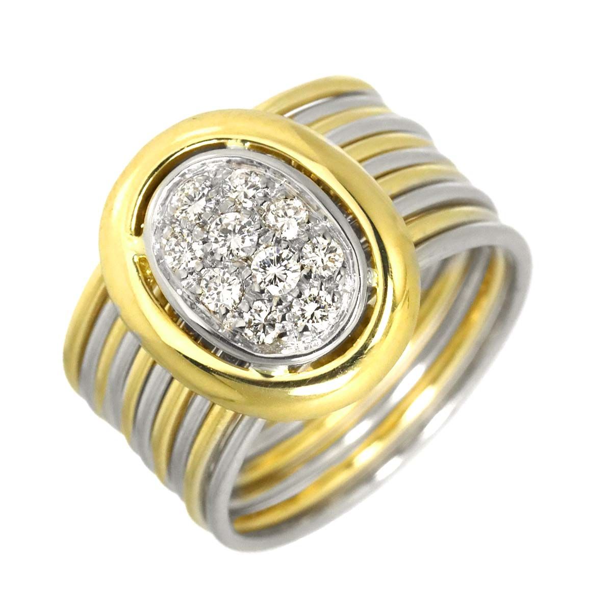 ダミアーニ DAMIANI オーバル 9.5号 リング ダイヤ K18 YG WG イエロー ホワイトゴールド 750 指輪 10連 Diamond Ring 90328910