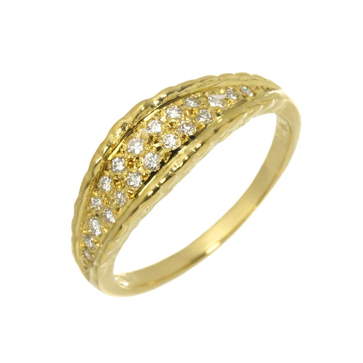 ミキモト MIKIMOTO 14号 リング ダイヤ 0.21ct K18 YG イエローゴールド 750 指輪 Diamond Ring 90329116