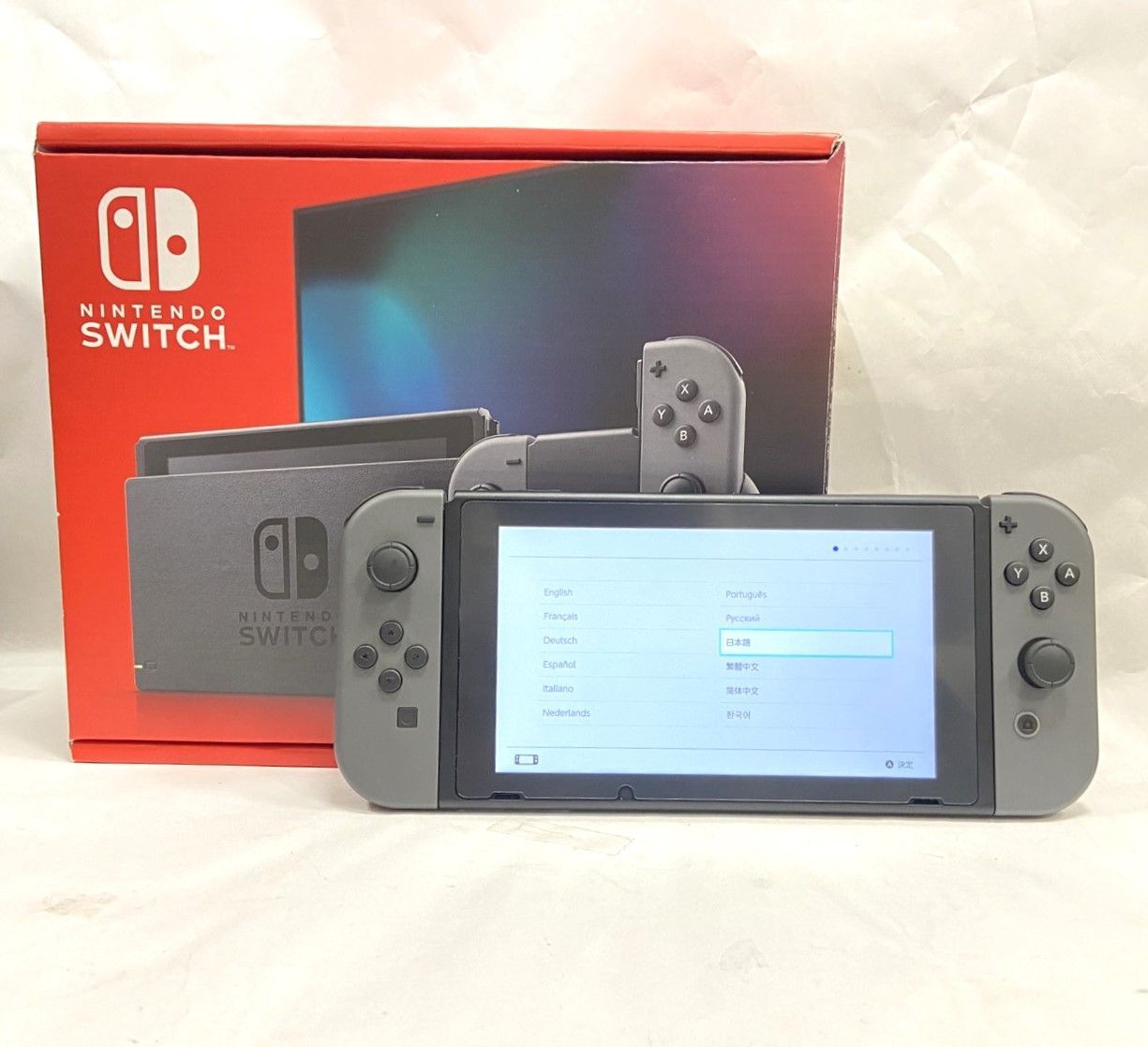 ★任天堂 Nintendo switch ニンテンドースイッチ バッテリー強化版 グレー HAC-001 ACアダプター・Joy-Conグリップ欠品 動作確認済 中古 ★008572