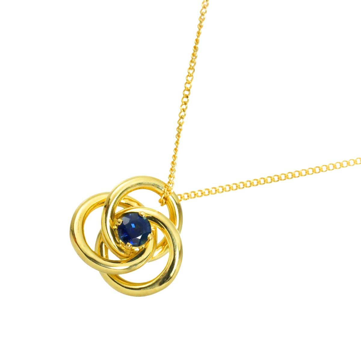 ティファニー TIFFANY&Co. トリプルサークル サファイア ネックレス 39cm K18 YG イエローゴールド 750 Heart Necklace 90330332 66,550円