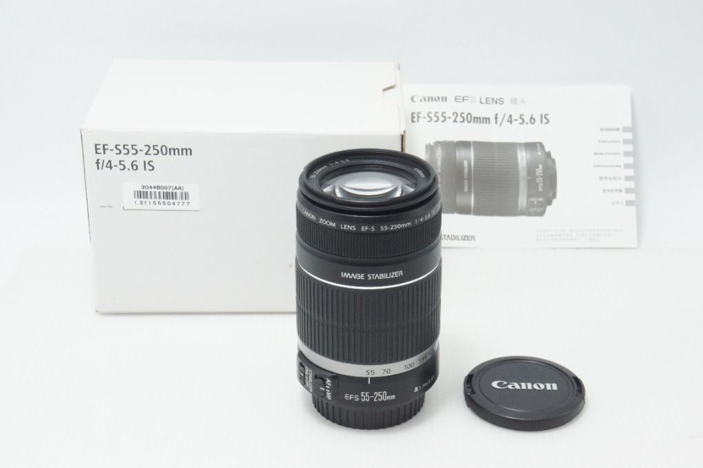 良品 Canon キヤノン EF-S 55-250mm F4-5.6 IS ズームレンズ APS-C 白箱付 260717s