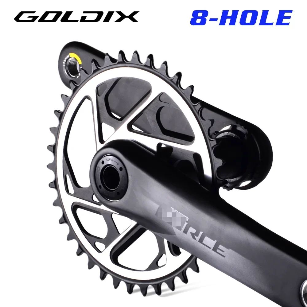 Goldix MTBチェーンリング オフセット8ボルト 36t/38t 赤アルミニウム