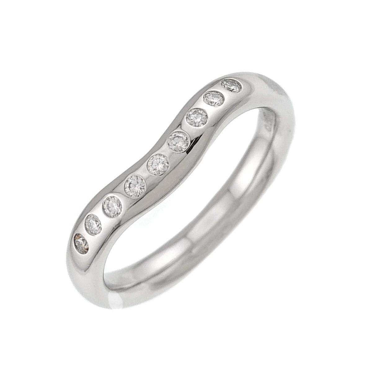 ティファニー TIFFANY&Co. ワイド カーブド バンド 10.5号 リング ダイヤ Pt プラチナ 指輪 Curved Band Diamond Ring 90332900 53,400円