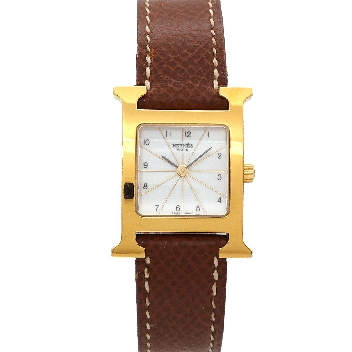 エルメス HERMES Hウォッチ HH1 201 レディース 腕時計 ホワイト ブラウン クォーツ ウォッチ H Watch 90337585