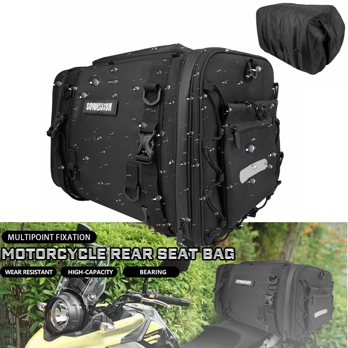 オートバイ用 防水シートバッグ 35L-60L 拡張可能