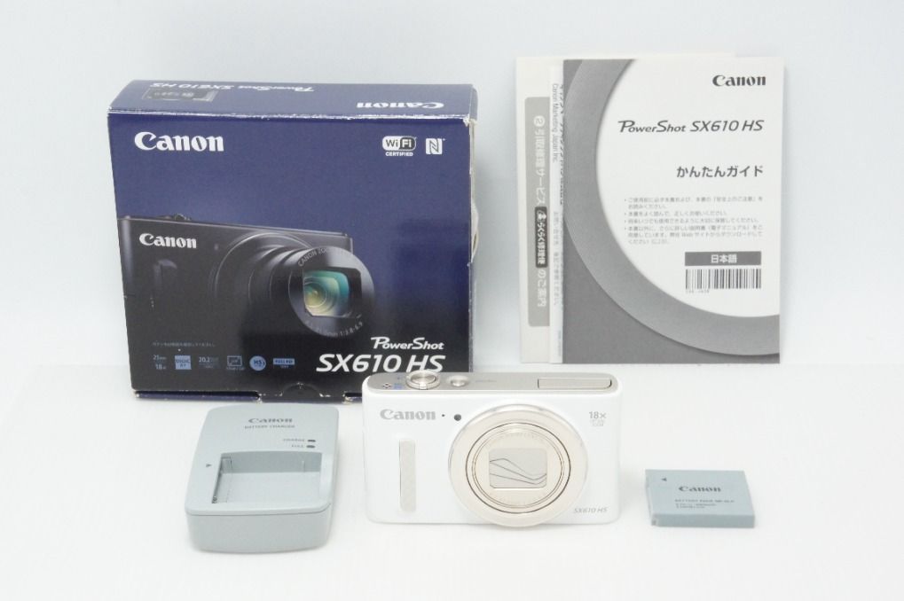 美品 Canon キヤノン PowerShot SX610 HS コンパクトデジタルカメラ ホワイト 元箱付 260727i
