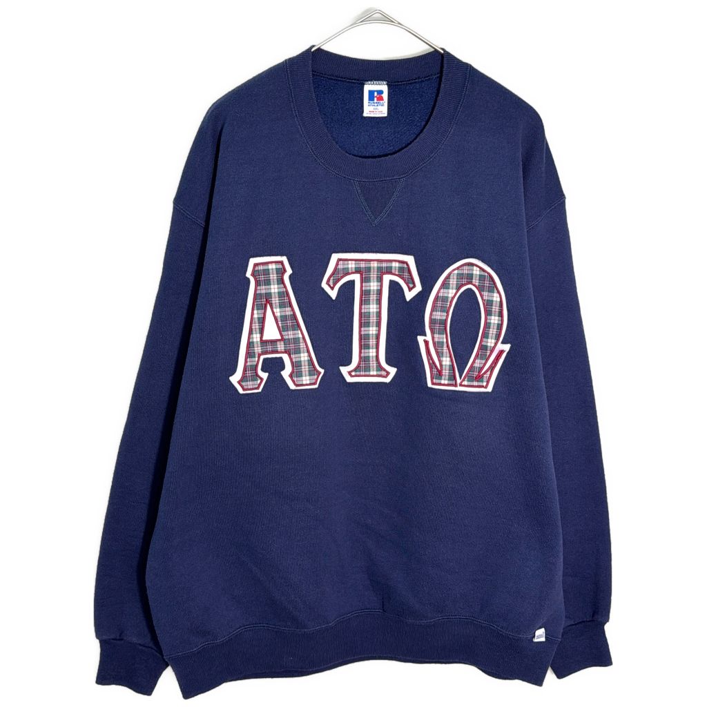 90年代 USA製 RUSSELL ATHLETIC ラッセル カレッジスウェット 大きいサイズ ネイビー(メンズ XXL)中古 古着 Y7088