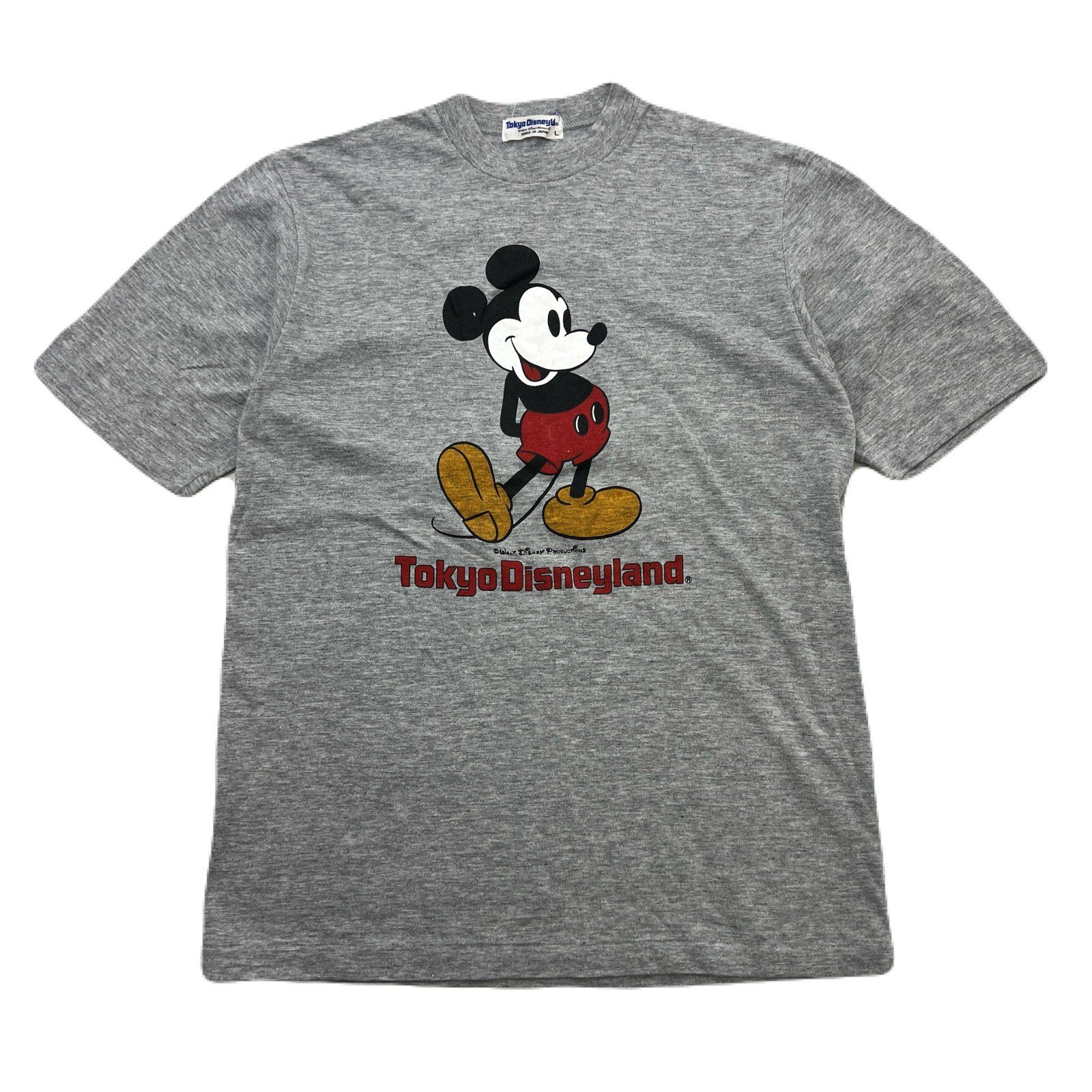 ディズニー Disney Tシャツ メンズ L グレー 霜降り ミッキーマウス プリント ヴィンテージ 日本製 東京ディズニーランド
