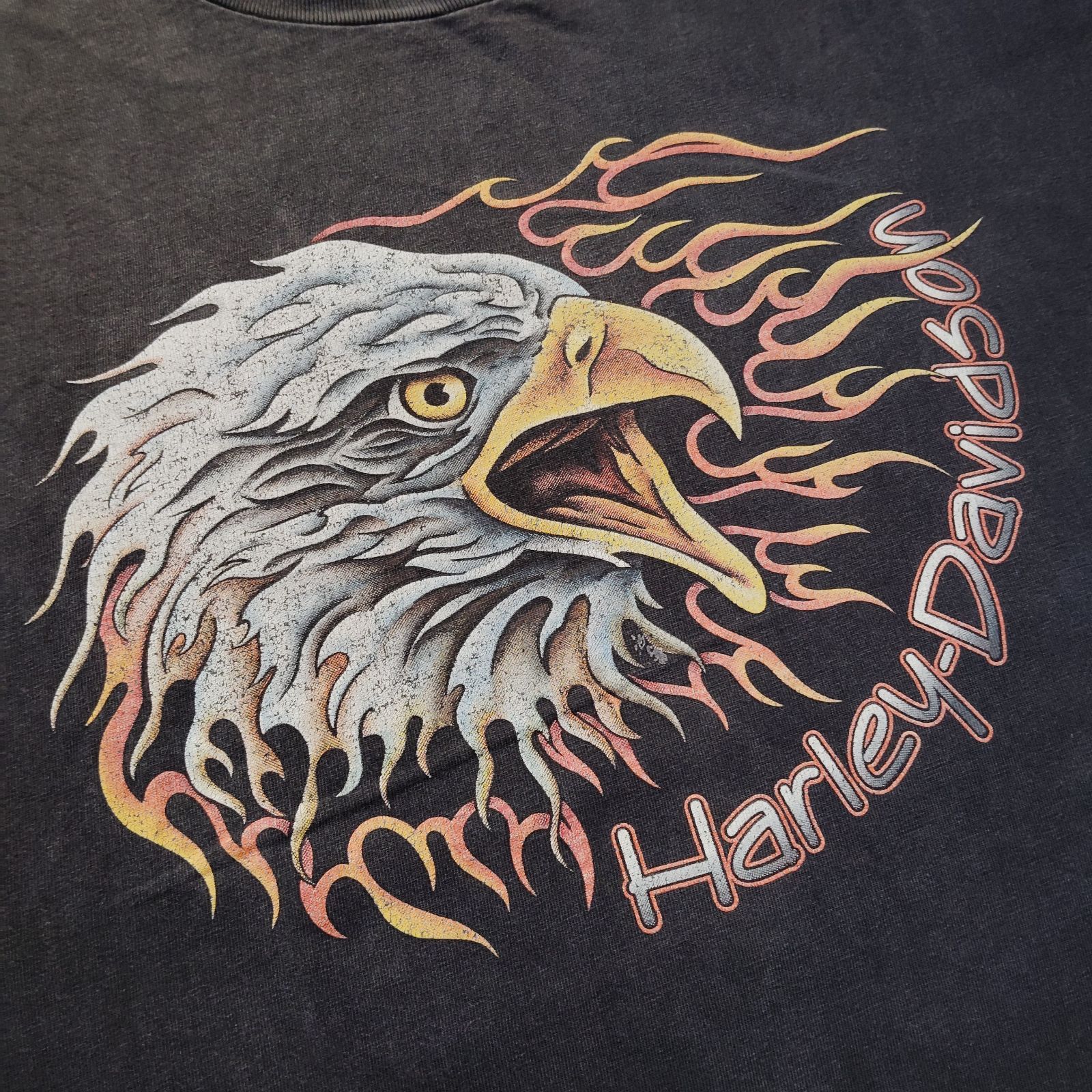 Harley Davidson 90s USA製 イーグルフレイムプリントTシャツ 両面
