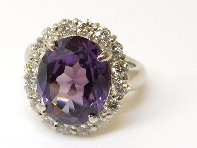 3F 合成サファイア カラーチェンジタイプ 9.22ct ■ プラチナ900 ダイヤ 1.39ct リング 約15.2g レディース 鑑別済み 指輪 □ 8G
