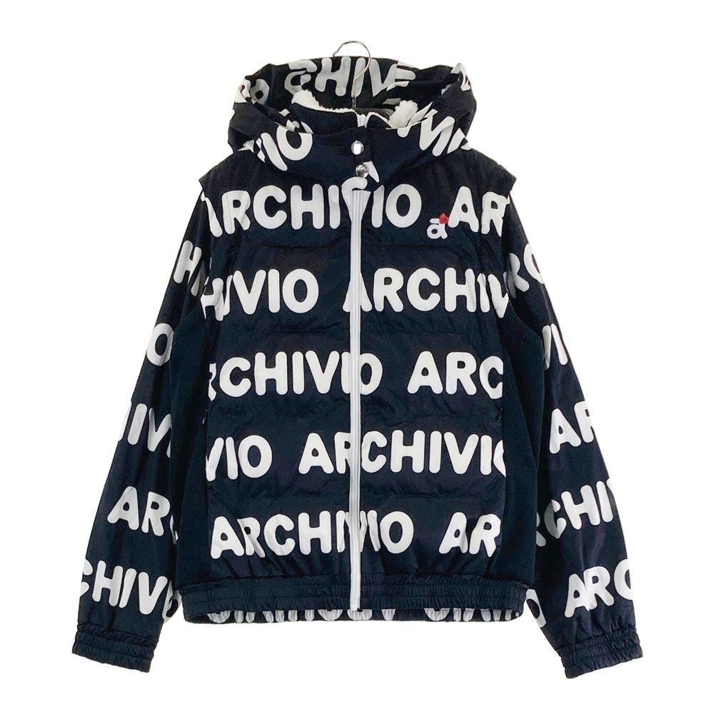 サイズ：40 ARCHIVIO アルチビオ 2WAY 蓄熱 中綿ジャケット ボア切替 ロゴ柄 ブラック系 [240101640572] ゴルフウェア レディース ストスト