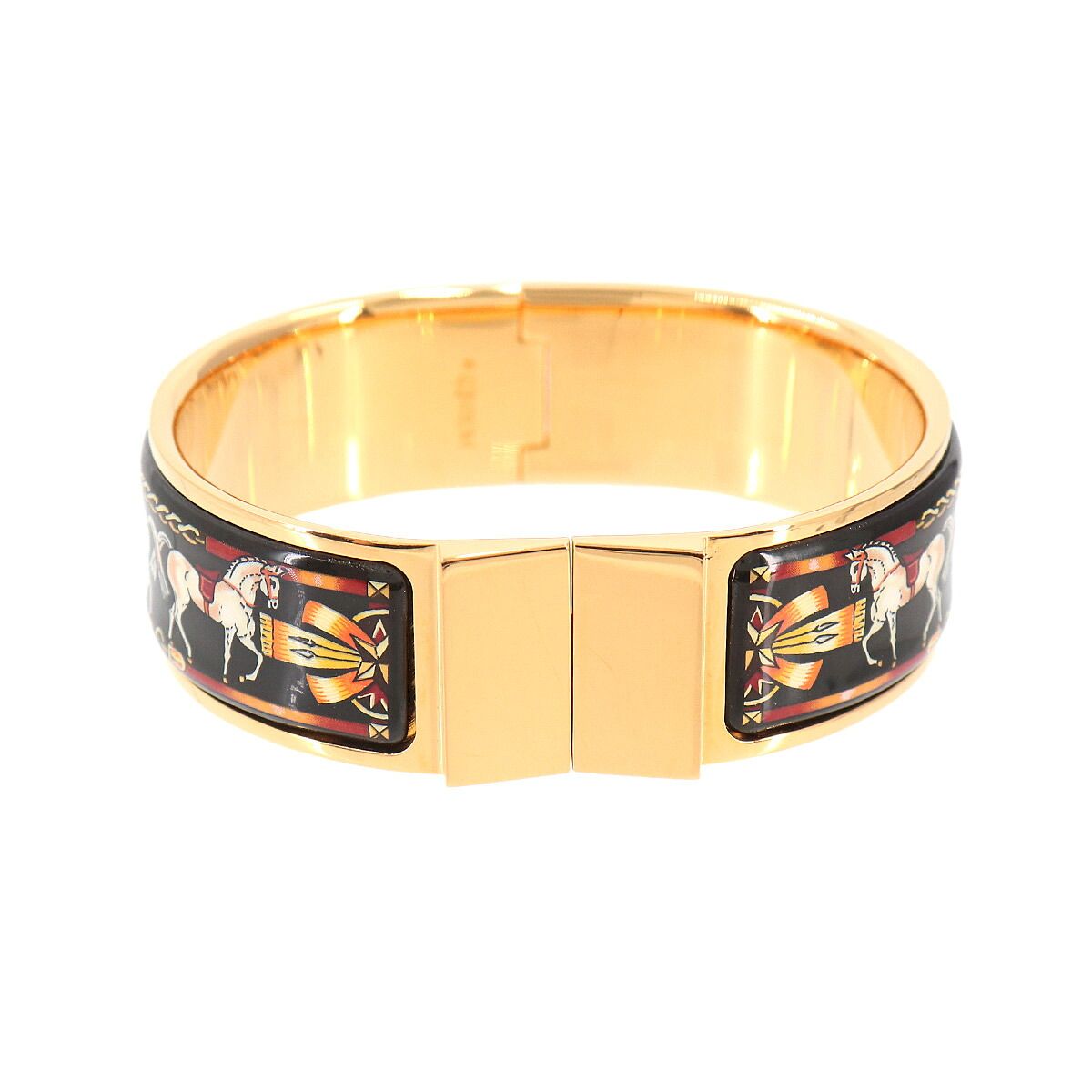 新品同様 エルメス HERMES ロケエマイユ GM バングル ブレスレット ゴールド ブラック アクセサリー Loquet Email GM 90331361 40,300円