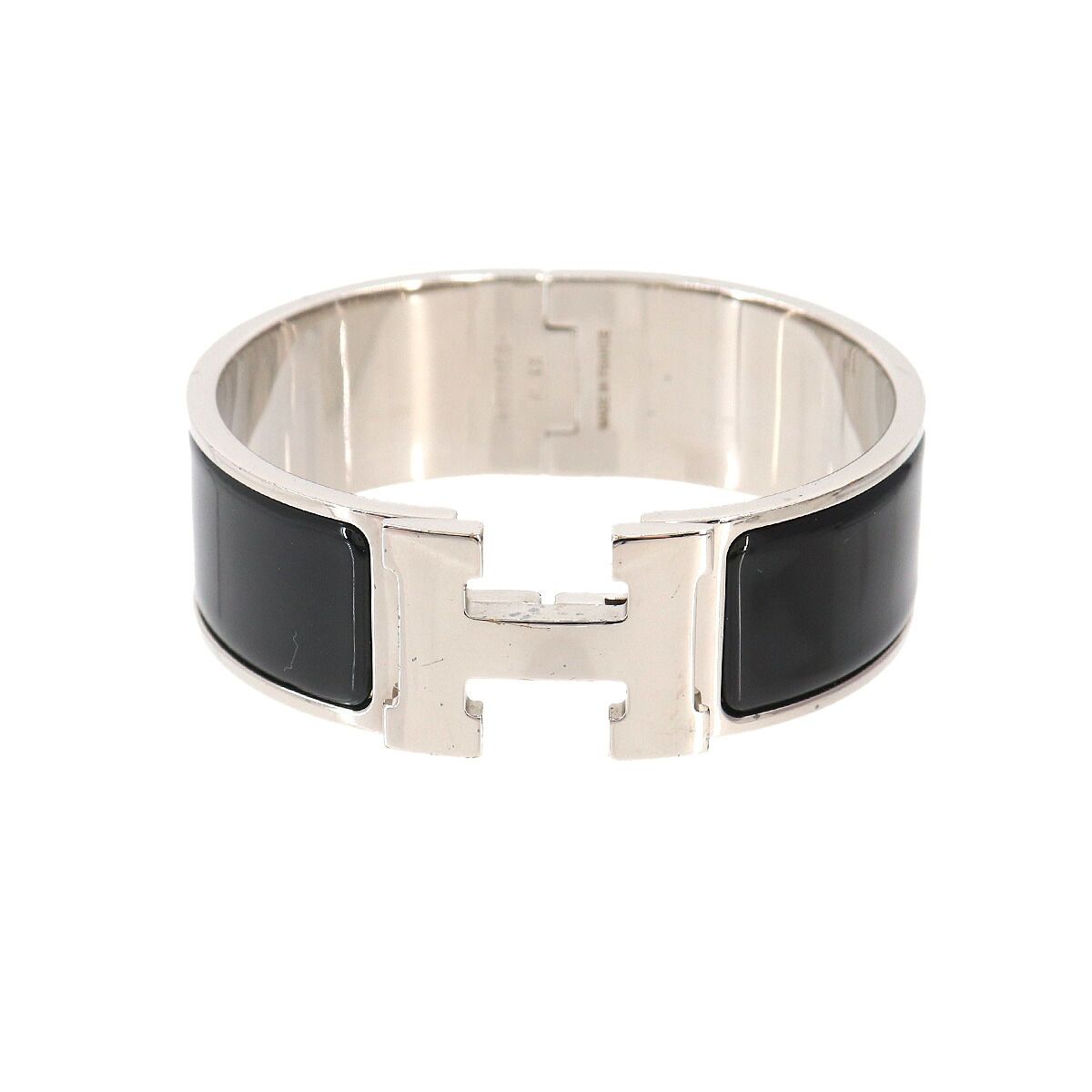 エルメス HERMES クリッククラック H バングル ブラック シルバー 金具 アクセサリー Clic Clac H 90333012
