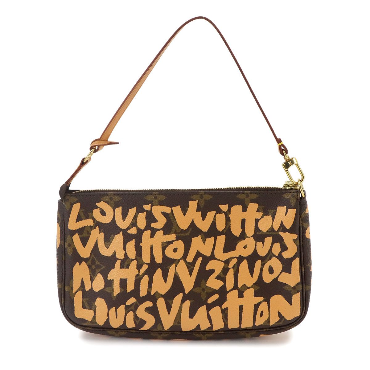 新品同様 ルイ ヴィトン LOUIS VUITTON モノグラム グラフィティ ポシェット アクセソワール ハンド バッグ ピーチ M92193 90335274