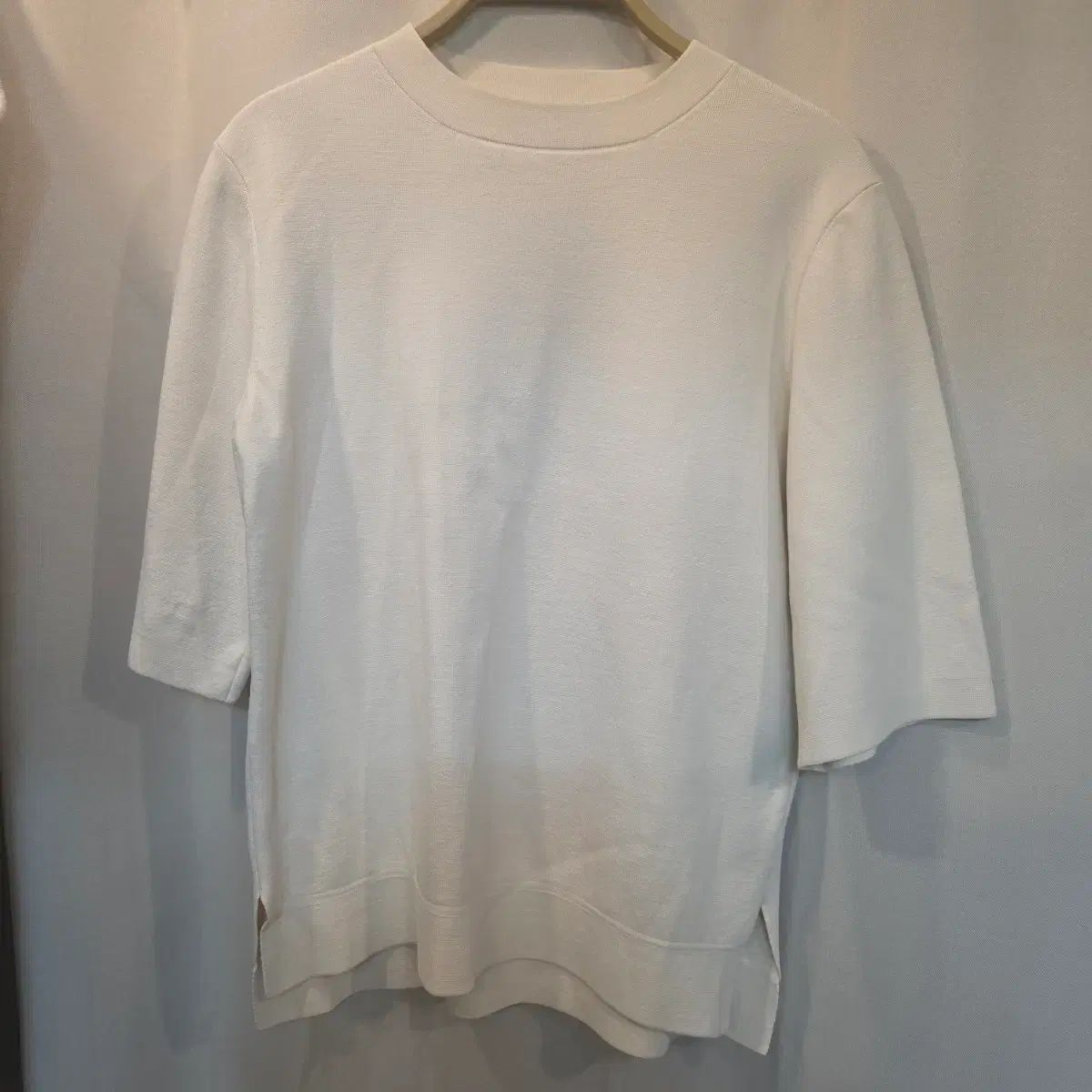 マイン 5分袖 ラウンドネック ニット トップス (アイボリー) 6,131円
