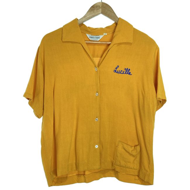 【中古】　ANGELTOWNofCALIFORNIA　ボーリングシャツ　半袖　トップス　オープンカラー　刺しゅう　古着　/4393ANGELTOWNofCALIFORNIA　ボーリングシャツ　半袖　トップス　オープンカラー　刺しゅう　古着　/4393