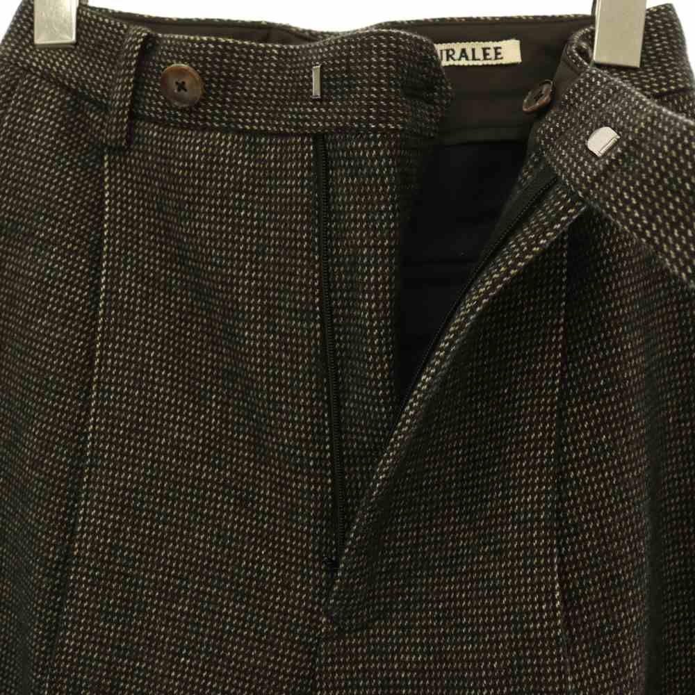 オーラリー AURALEE A22AP04OT ORGANIC COTTON CASHMERE WOOL TWEED SLACKS スラック パンツ テーパード 0 ブラック /HK ■OS