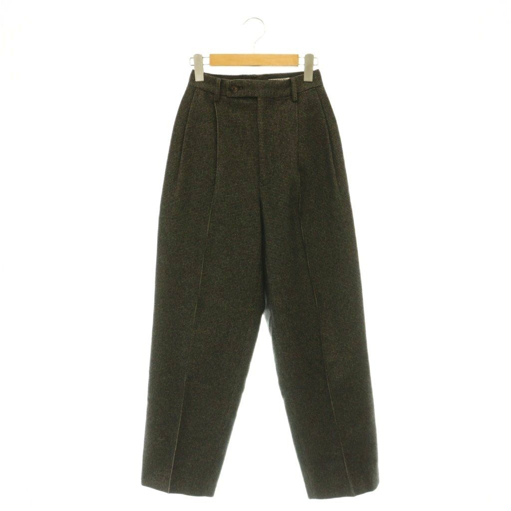 オーラリー AURALEE A22AP04OT ORGANIC COTTON CASHMERE WOOL TWEED SLACKS スラック パンツ テーパード 0 ブラック /HK ■OS