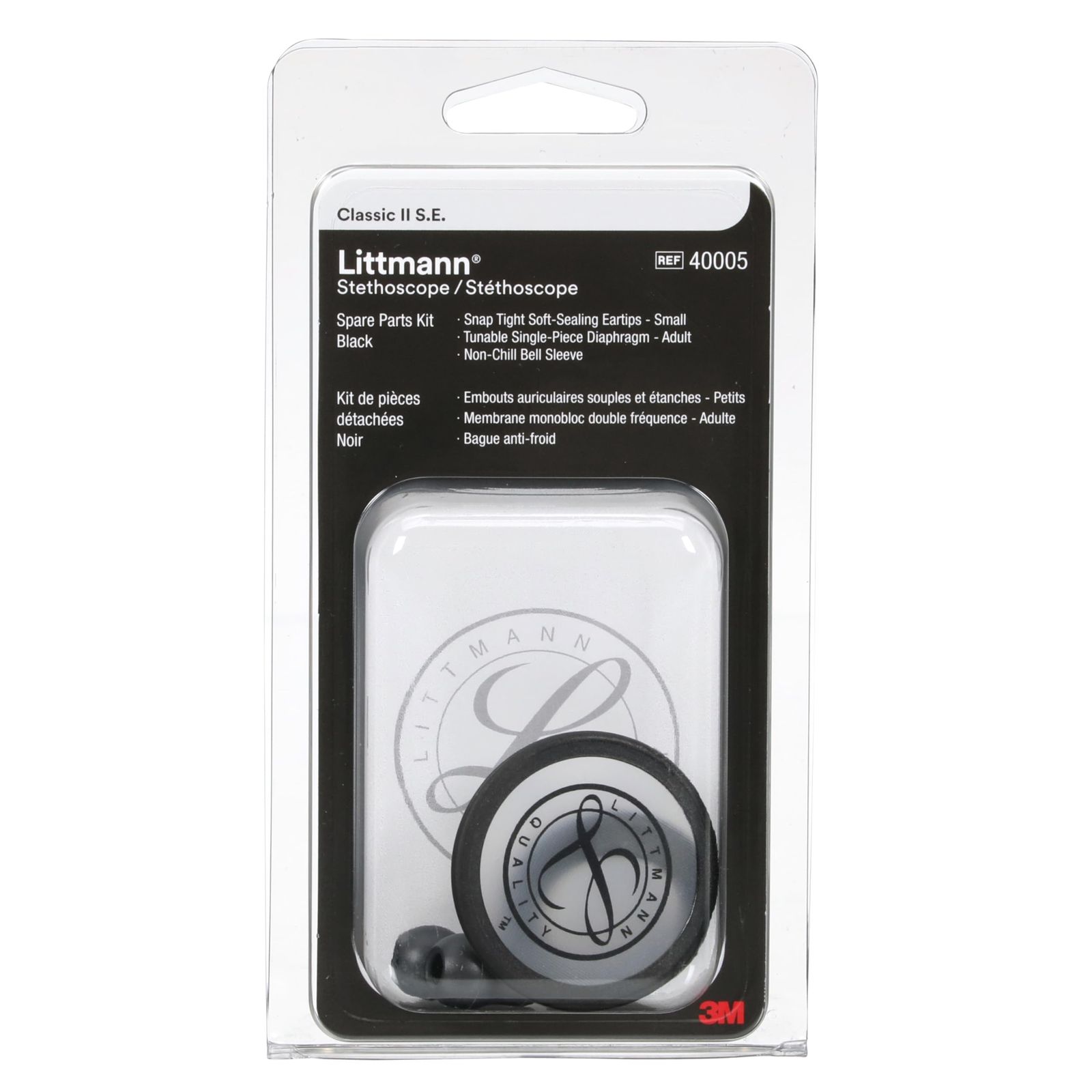 3M Littmann聴診器スペアパーツキット、クラシックII SE、ブラック、40005