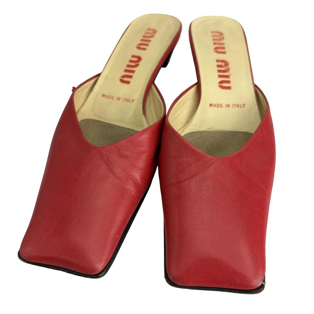 ミュウミュウ MIU MIU フラットサンダル 37サイズ 0653 25 レッド レディース 12,536円
