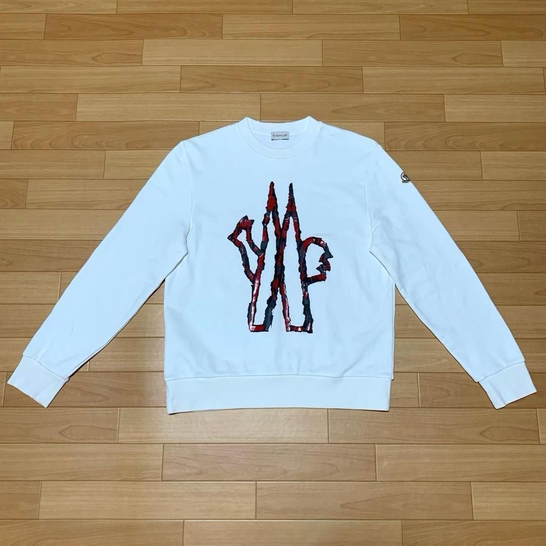 MONCLER ホワイト ロゴトレーナー L ホワイト 5P36