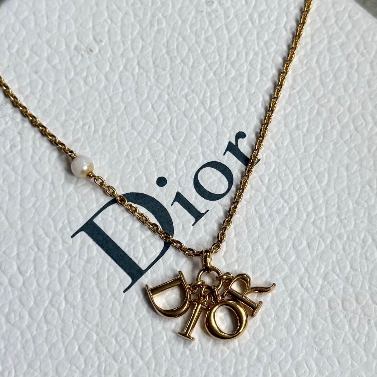 Christian Dior クリスチャンディオール Dior ネックレス ロゴチャーム ゴールド パール レディース