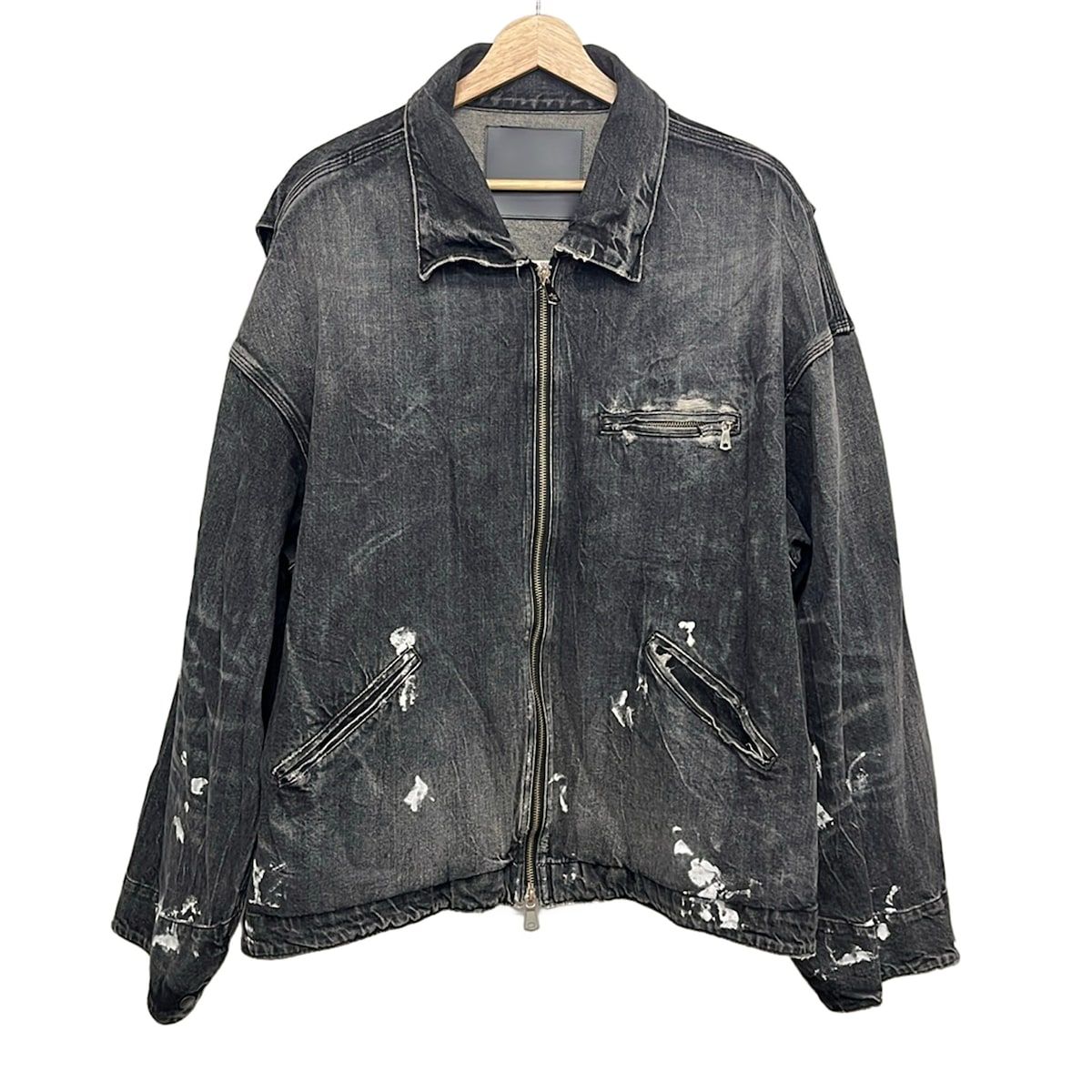 MAISON SPECIAL(メゾンスペシャル) Gジャン サイズ1 S メンズ美品 - 黒×白 長袖/ジップアップ/ペイント/ダメージ加工/春/秋