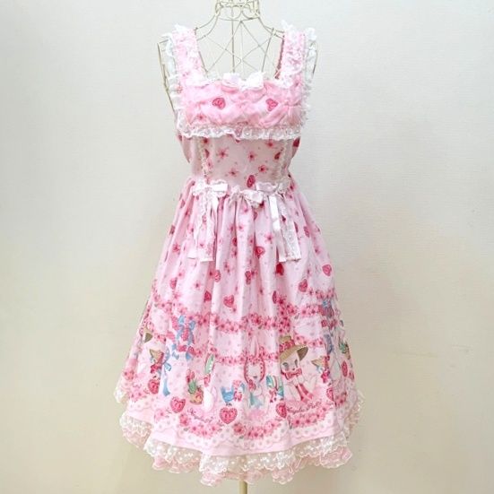 Angelic Pretty アンジェリック プリティ お花見バニージャンパースカート ドレス レディース Mサイズ相当 ピンク トップス IL19984■