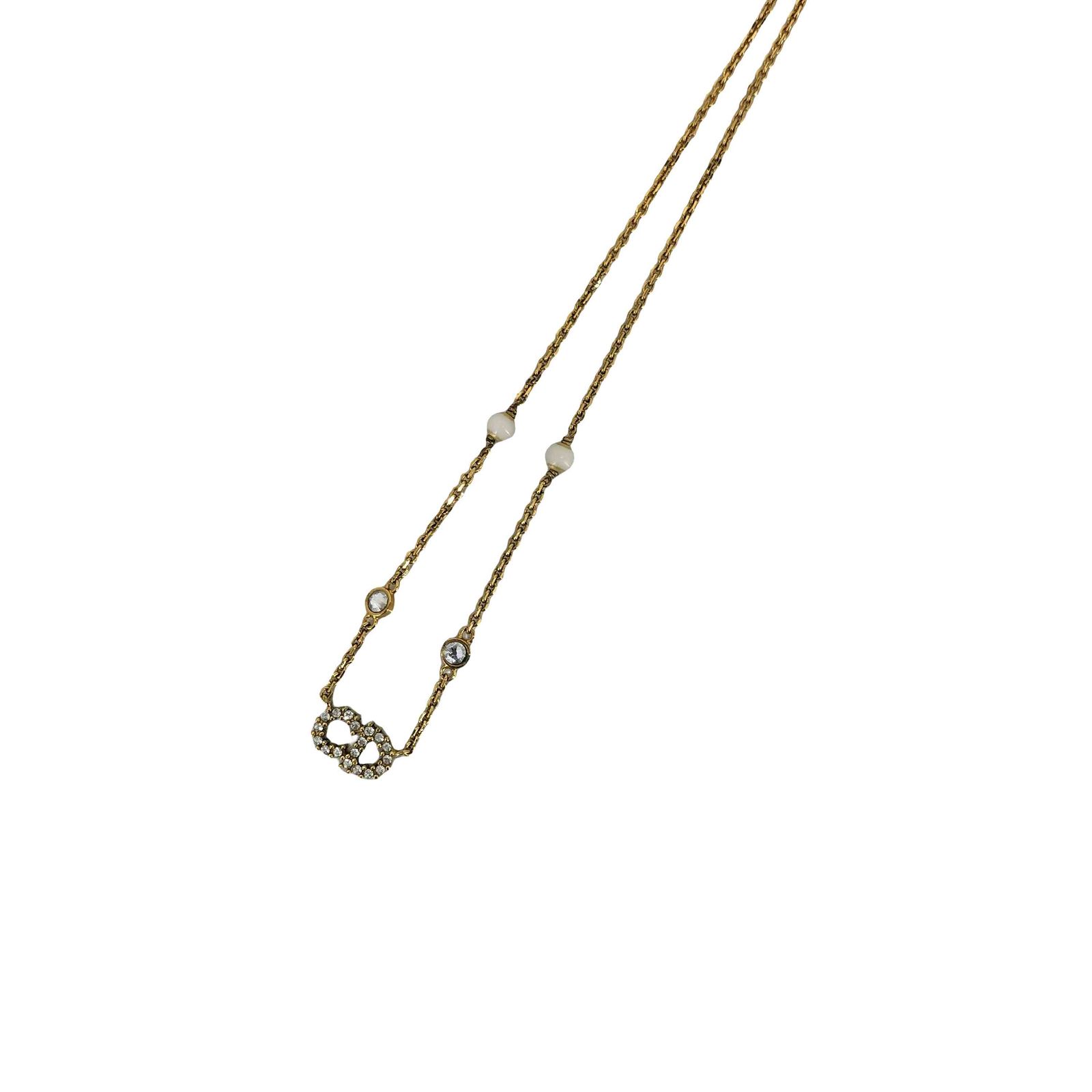 クリスチャンディオール Christian Dior Clair D Lune CDロゴ パール ラインストーン ネックレス レディース 表記無