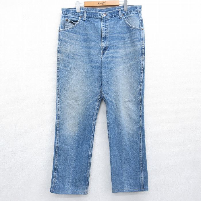 W36/古着 ローバックス ジーンズ メンズ 90年代 90s ヒゲ コットン USA製 ネイビー デニム 26jul27