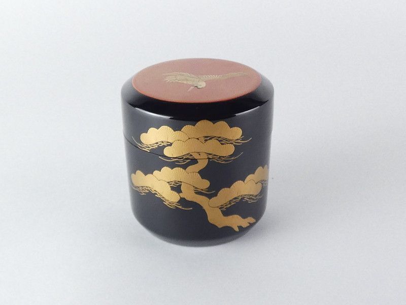 中谷隆佳「日の出鶴蒔絵 雪吹」共箱 保証品 茶道具 /R(tn19)