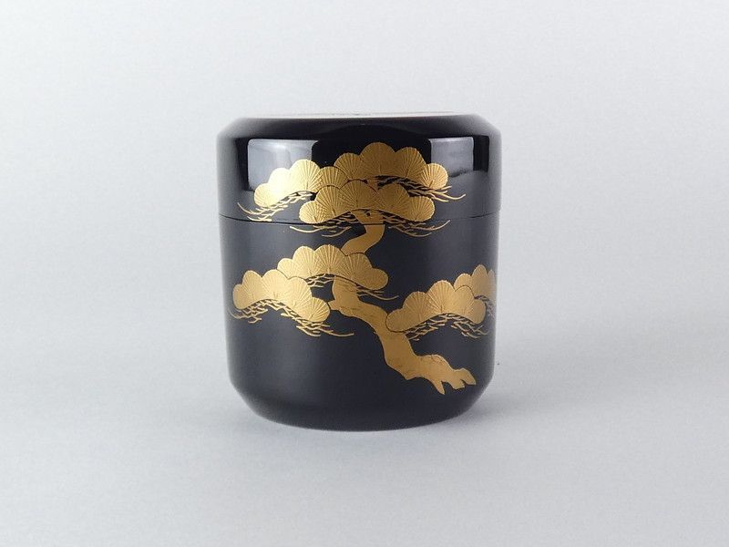 中谷隆佳「日の出鶴蒔絵 雪吹」共箱 保証品 茶道具 /R(tn19)