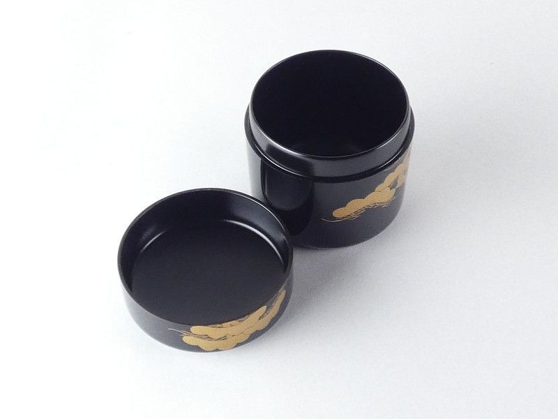 中谷隆佳「日の出鶴蒔絵 雪吹」共箱 保証品 茶道具 /R(tn19)