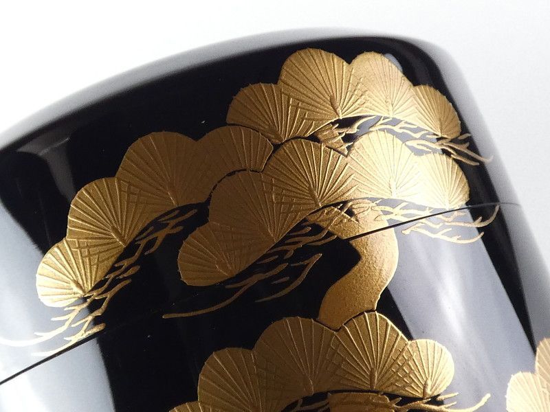 中谷隆佳「日の出鶴蒔絵 雪吹」共箱 保証品 茶道具 /R(tn19)