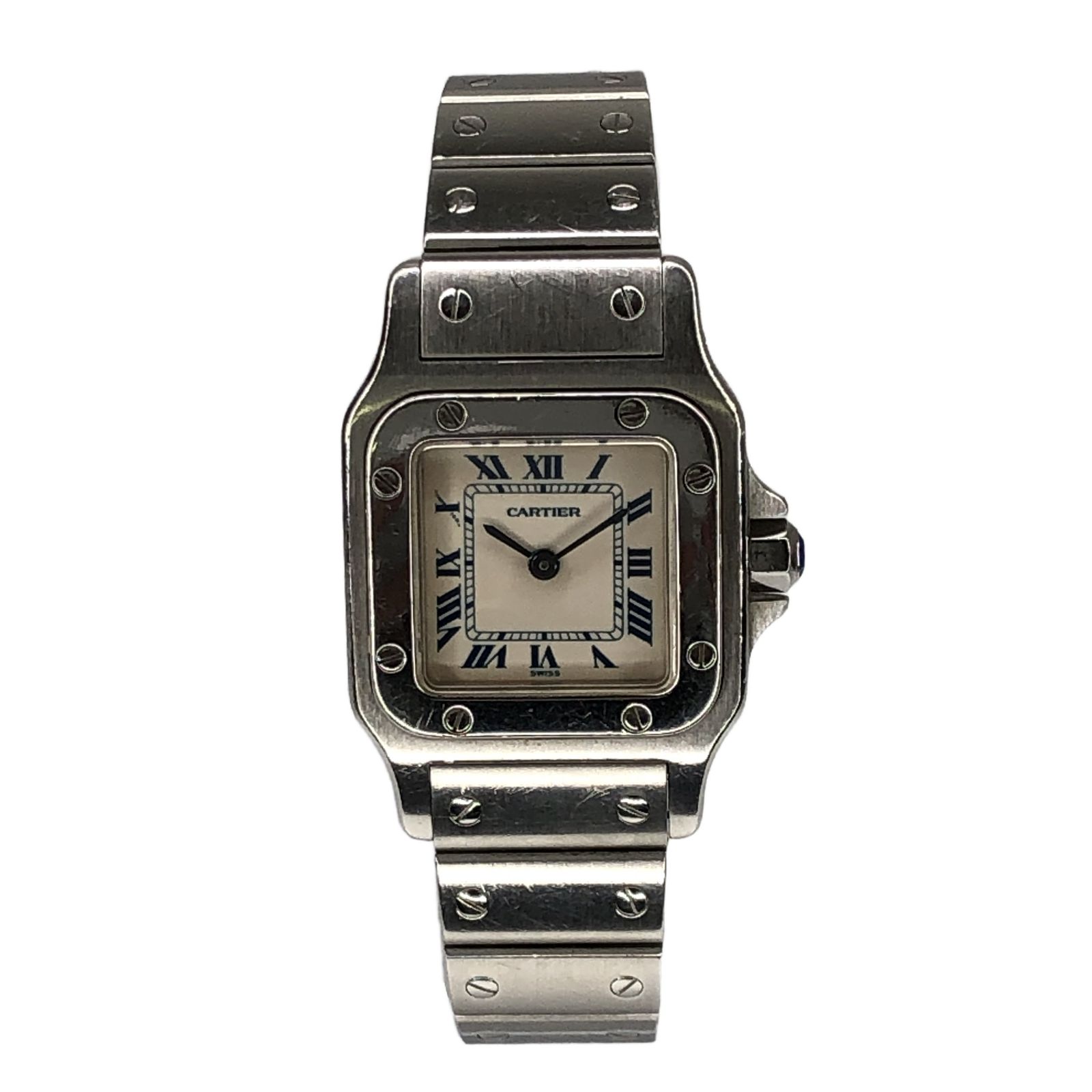 Cartier カルティエ サントスガルベSM クォーツ ステンレス べージュ文字盤 レディース 腕時計 不動品 中古 訳あり T11454980