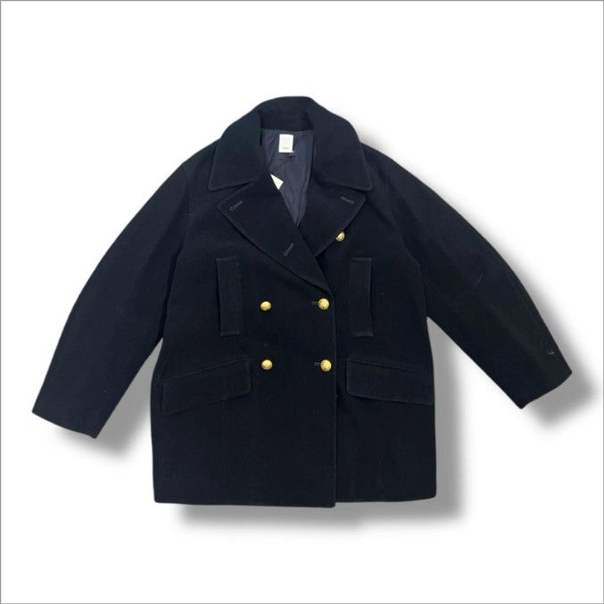 参考上代99,000円 未使用 IHNN 24AW WOOL COCOON PEACOAT ウールコクーンピーコート ショートコート ウールコート イン ID24A-CT01 ネイビー 38 （709MG）