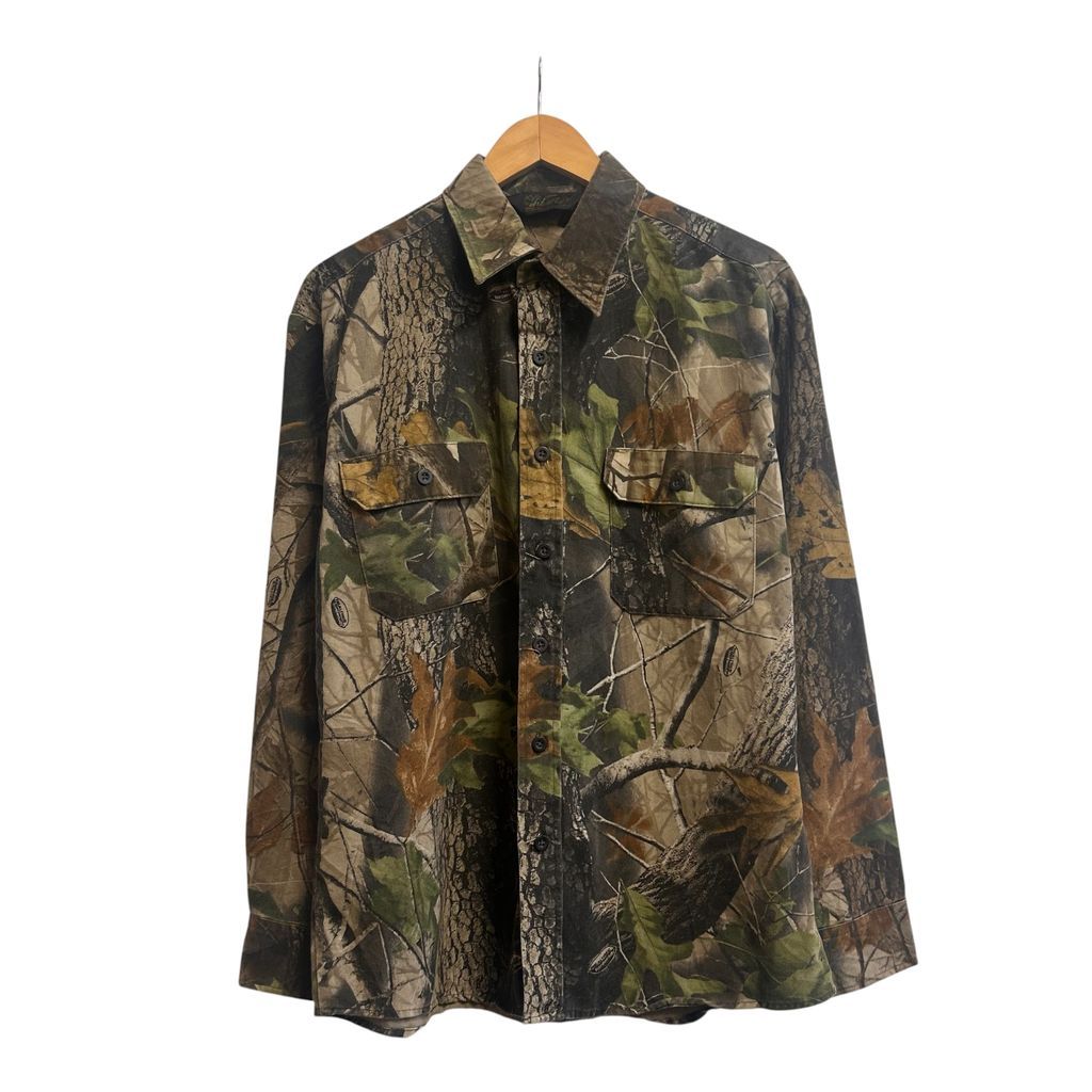 90s~ lilertyリアルツリー REALTREE hard woods ボタンダウンシャツ ボードシャツ カーキ NO.T984