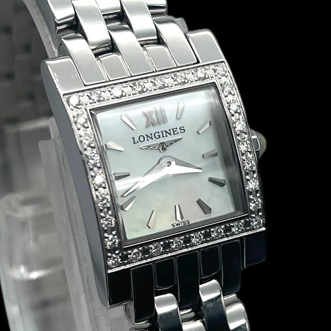 Brand New Battery Operated Longines Longines Women's Watch Diamond Bezel Shell Quartz QZ SS 2 Hand Silver