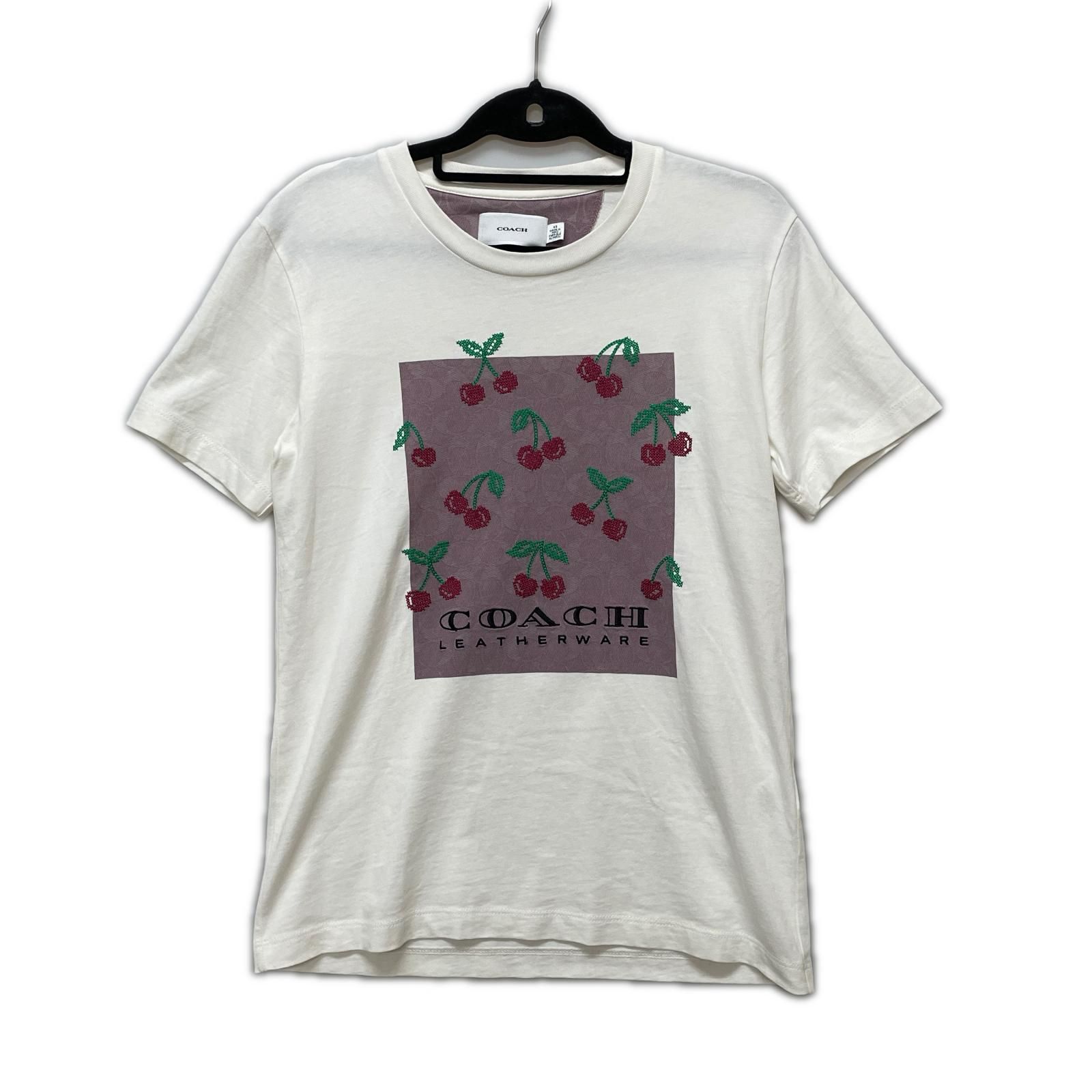 COACH コーチ レディース シグネチャー スクエア クロス スティッチ チェリーTシャツ サイズXS CI403 ホワイト
