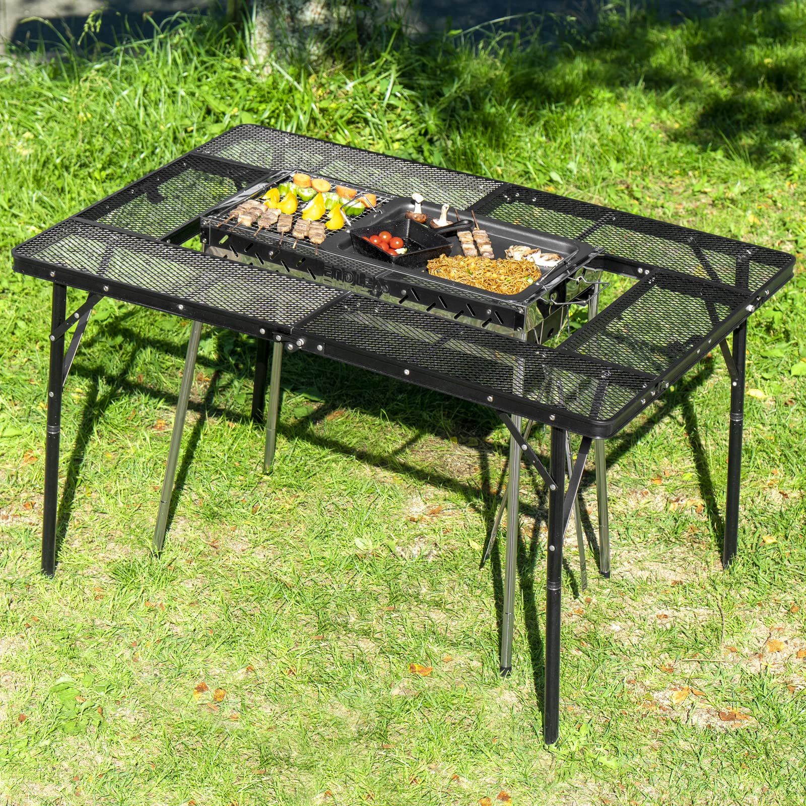 ENDLESS-BASE バーベキューコンロ メッシュテーブル 2点セット 120×80cm アウトドア コンパクト 44400074(80466)★ acc22d89